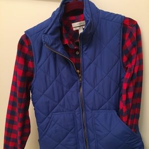 J Crew plaid flannel button up with vest